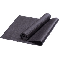 HKEM112-04-BLK Коврик д/ йоги 173х61х0,4 см (черный) с рифлением (материал ПВХ)